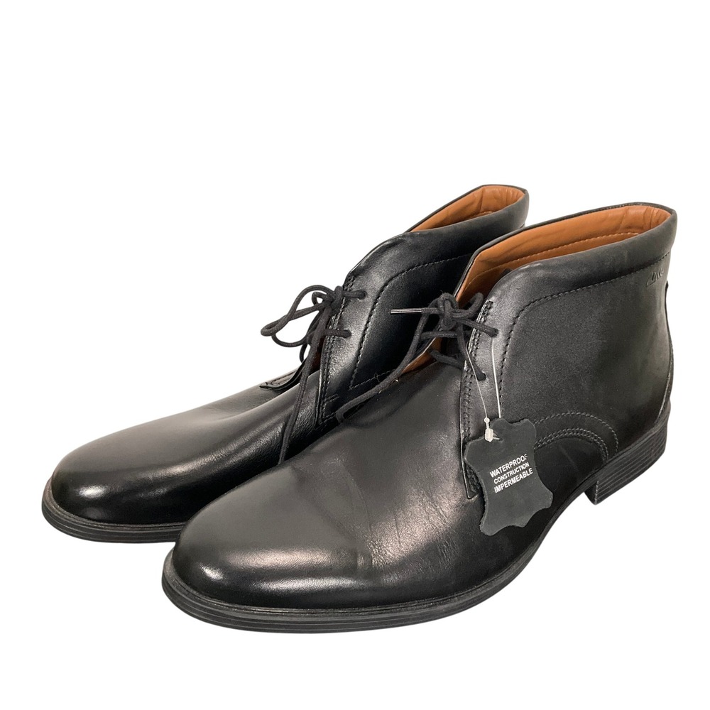Clarks Chukka Boots Mens 11W Black Whiddon Extreme Comfort Waterproof Leather